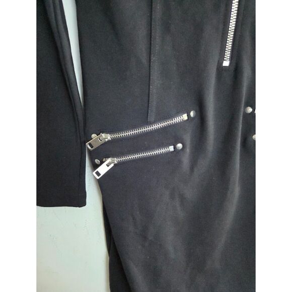 Diesel Black w/Silver Zipper Detail Cotton Jersey Knit Straigth Dress sz Medium - Picture 3 of 6